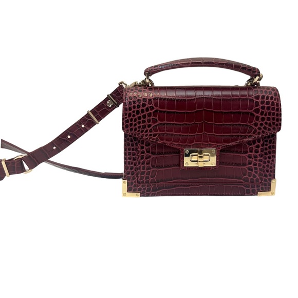 The Kooples Paris Burgundy Croc Effect Leather Emily Bag